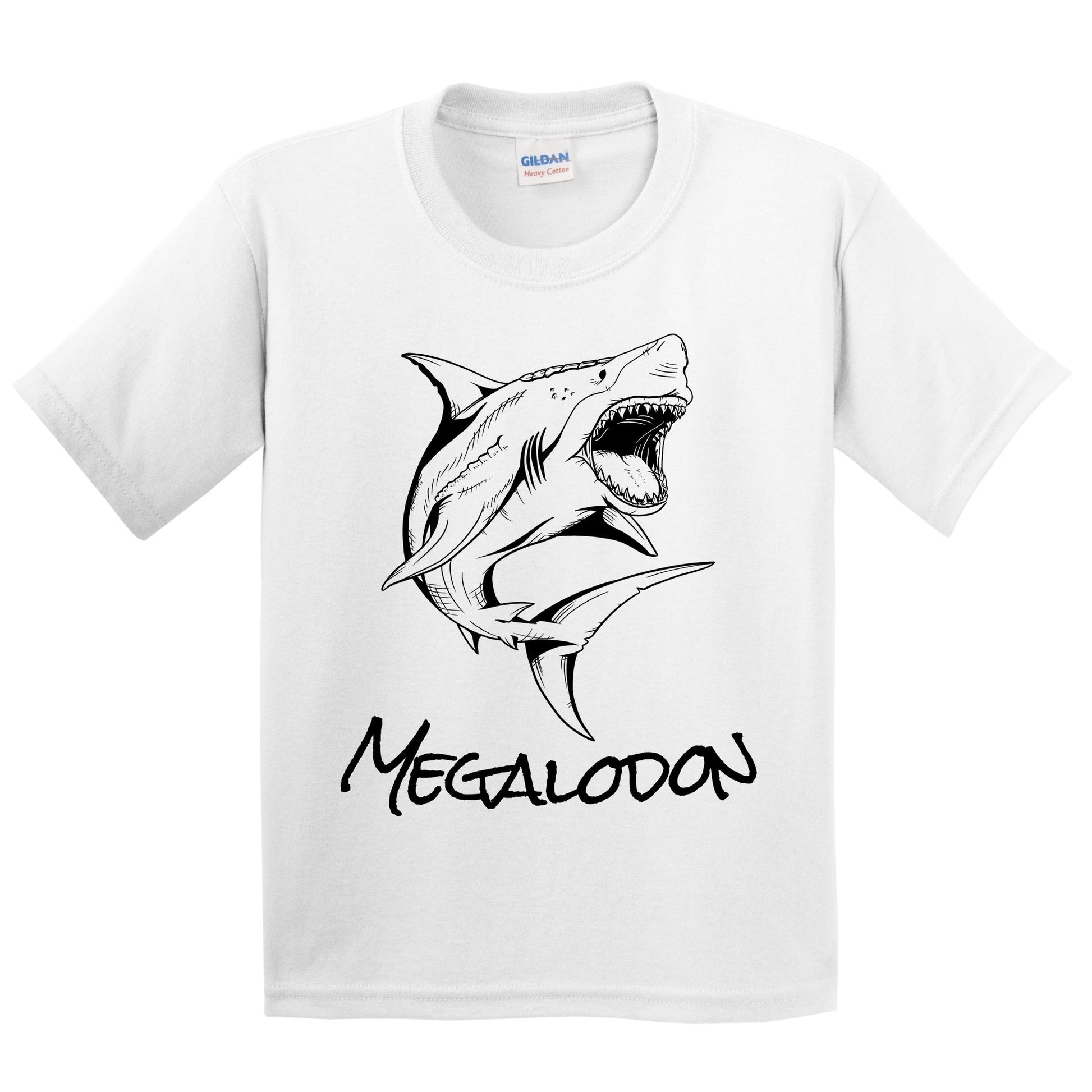 Megalodon Sketch Cool Ancient Giant Shark Kids Youth T-Shirt