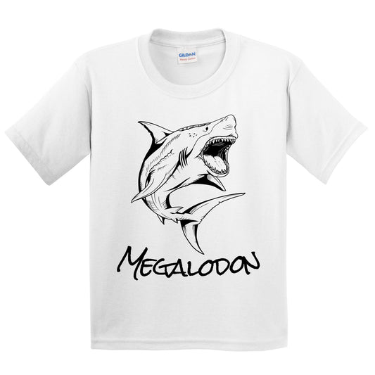 Megalodon Sketch Cool Ancient Giant Shark Kids Youth T-Shirt