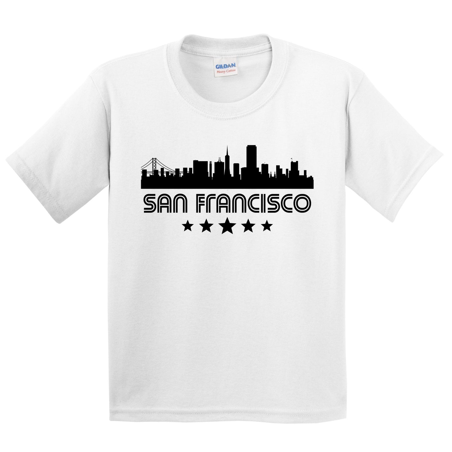 San Francisco California Skyline Retro Style Kids T-Shirt