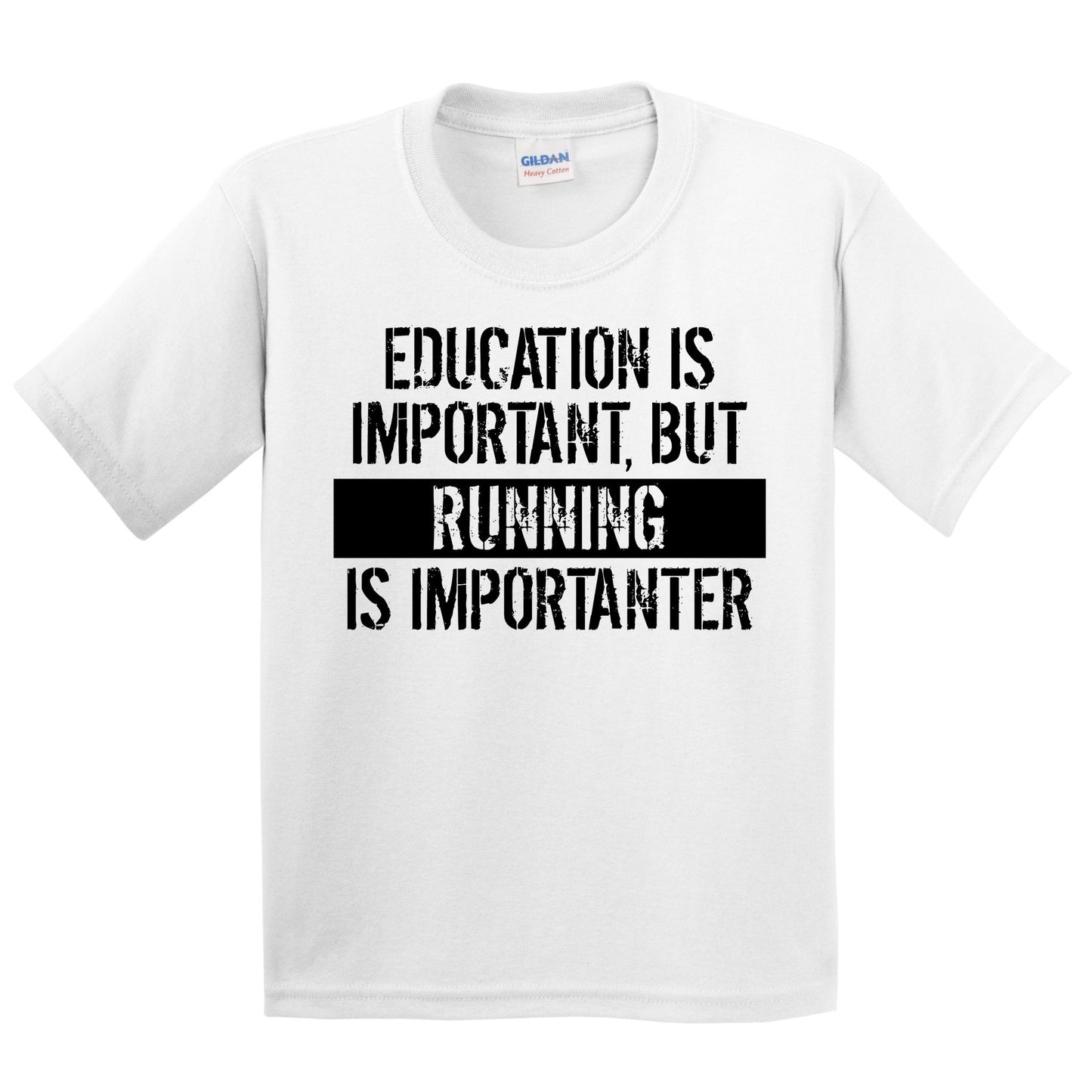 Education Is Important But Running Is Importanter Funny Kids Youth T-Shirt