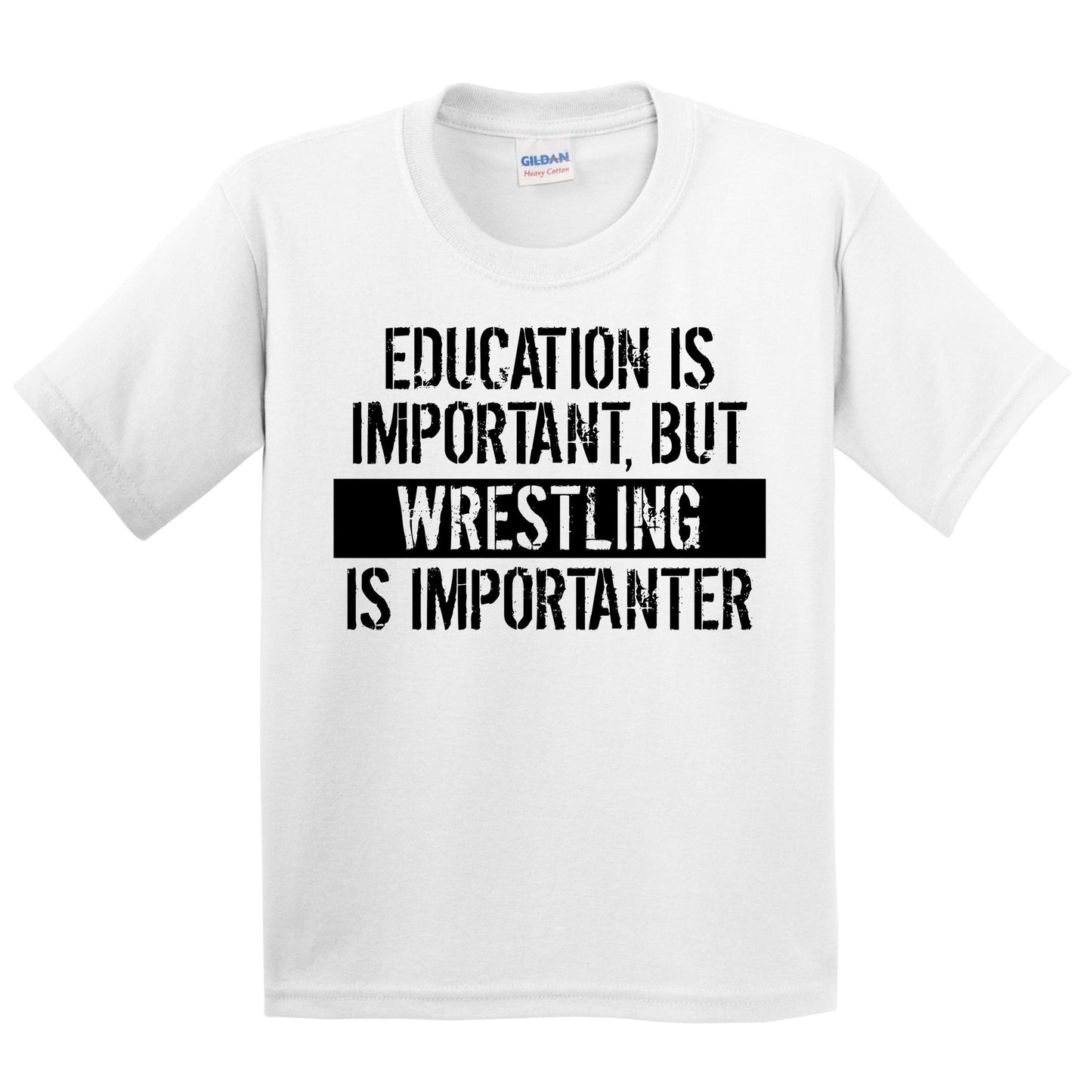 Education Is Important But Wrestling Is Importanter Funny Kids Youth T-Shirt