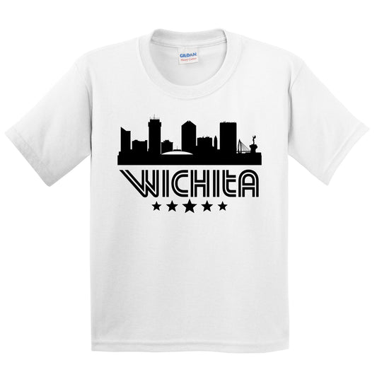 Wichita Kansas Skyline Retro Style Kids T-Shirt