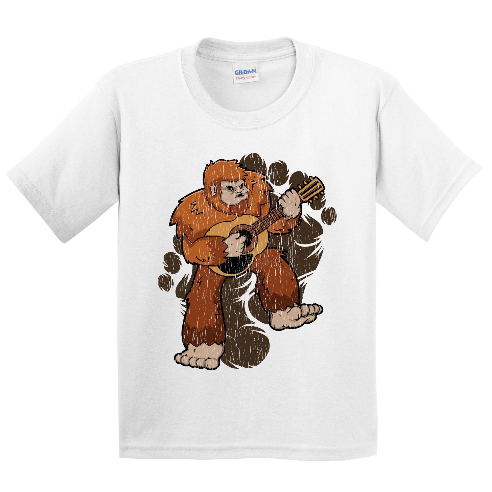 Kids Bigfoot Guitar Shirt - Sasquatch Playing Guitar Youth T-Shirt