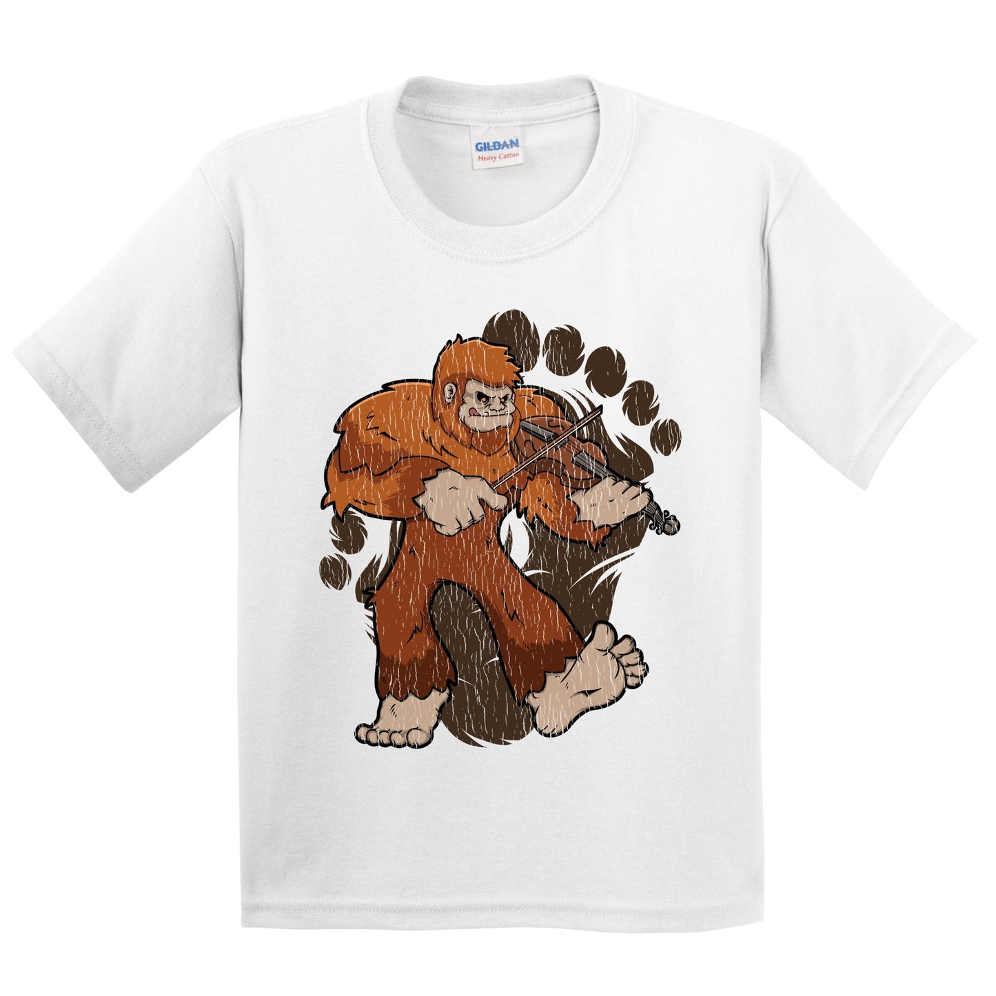 Kids Bigfoot Violin Shirt - Sasquatch Playing Violin Youth T-Shirt