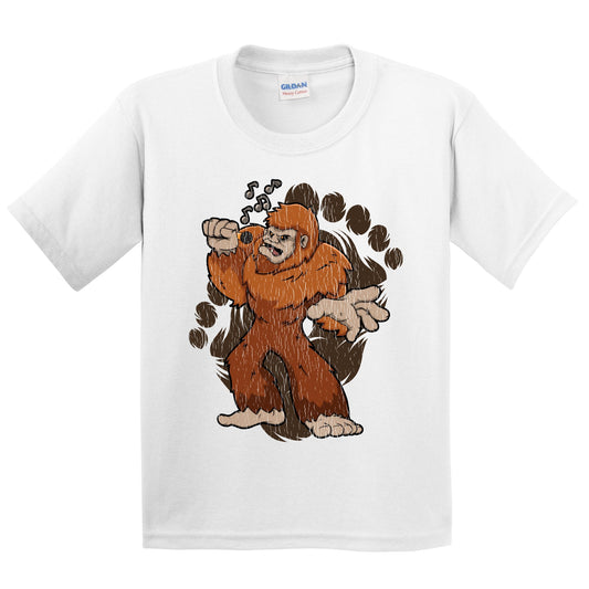 Kids Bigfoot Karaoke Shirt - Sasquatch Singing Youth T-Shirt