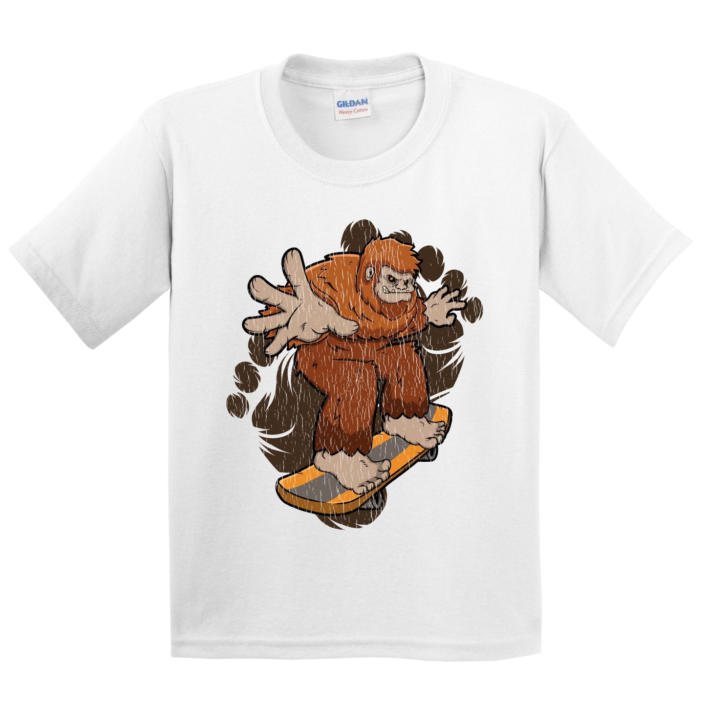 Kids Bigfoot Skateboarding Shirt - Sasquatch Riding Skateboard Youth T-Shirt