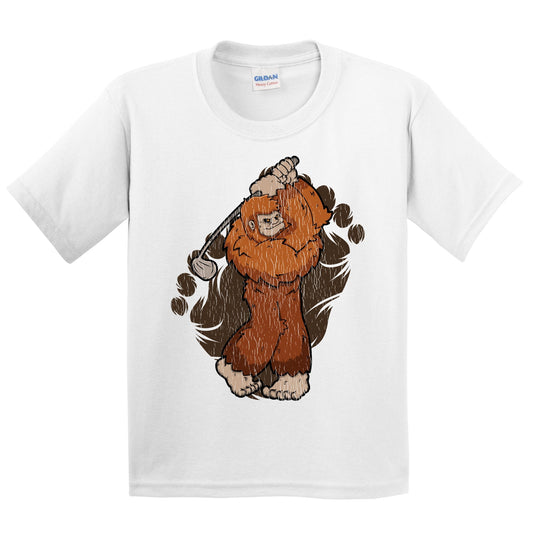 Kids Bigfoot Golf Shirt - Sasquatch Golfing Youth T-Shirt