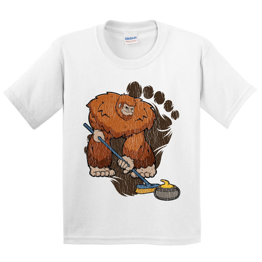 Kids Bigfoot Curling Shirt - Sasquatch Curling Youth T-Shirt