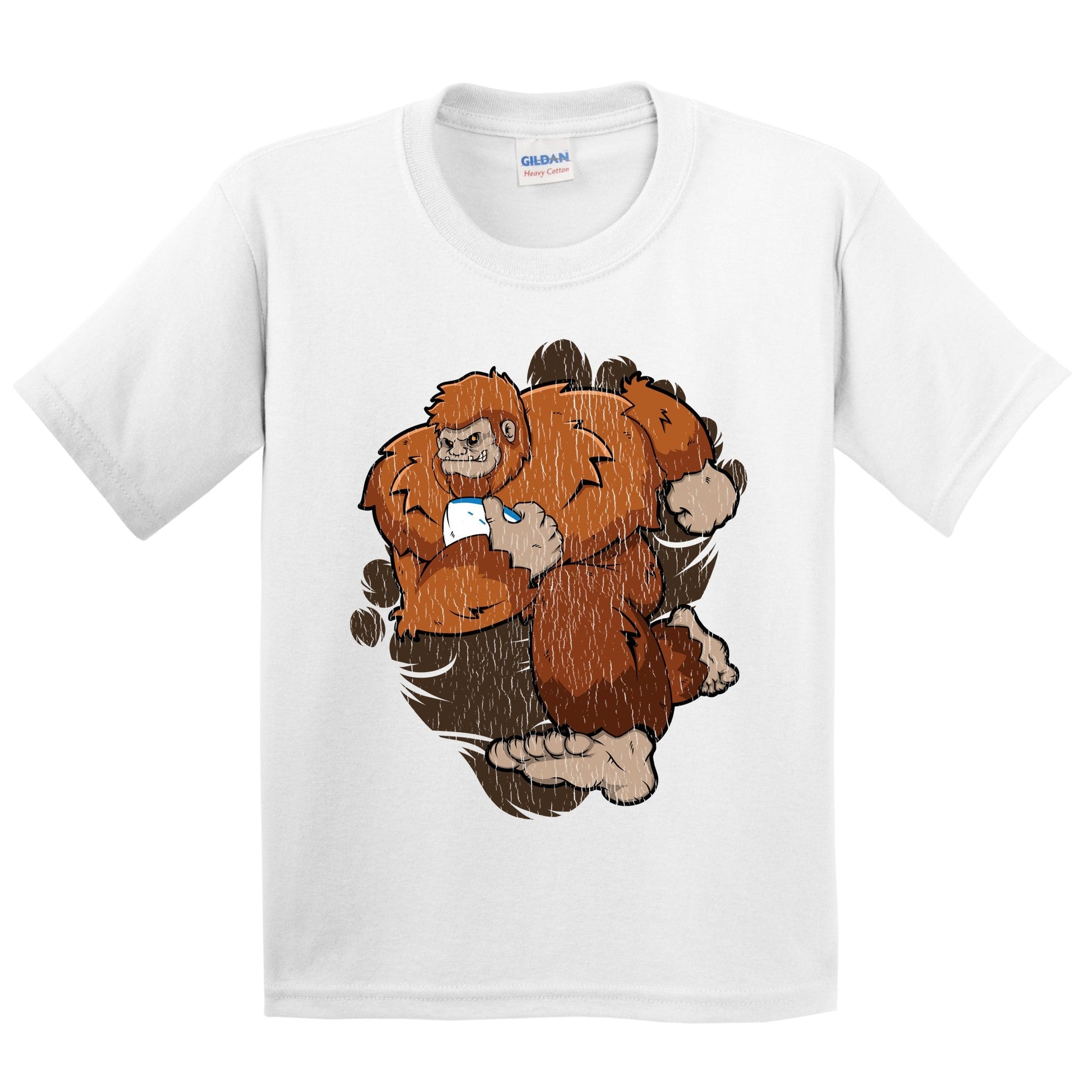 Kids Bigfoot Rugby Shirt - Sasquatch Playing Rugby Youth T-Shirt