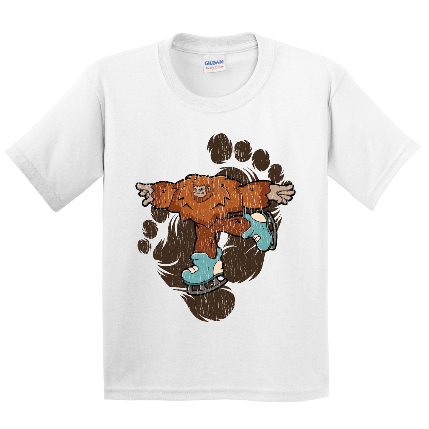 Kids Bigfoot Figure Skating Shirt - Sasquatch on Figure Skates Youth T-Shirt