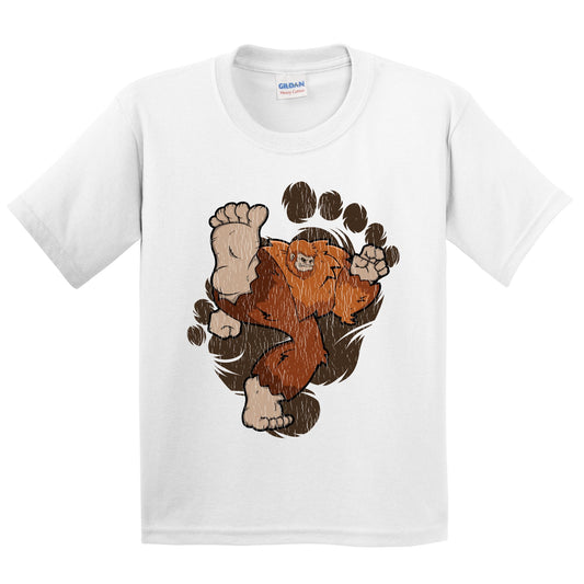 Kids Bigfoot Karate Shirt - Sasquatch Kicking Youth T-Shirt
