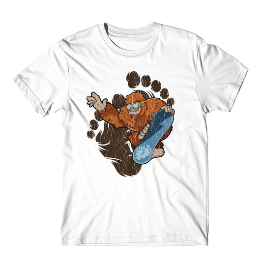 Bigfoot Snowboarding Shirt - Sasquatch Riding Snowboard T-Shirt