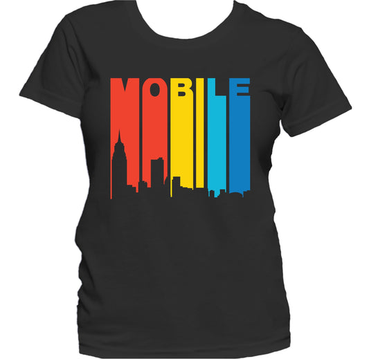 Retro 1970's Style Mobile Alabama Skyline Women's T-Shirt