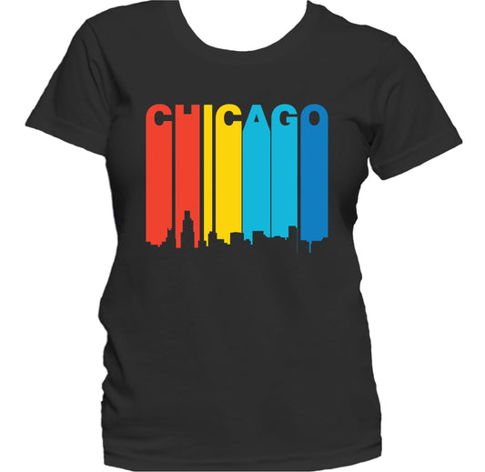 Retro 1970's Style Chicago Illinois Skyline Women's T-Shirt