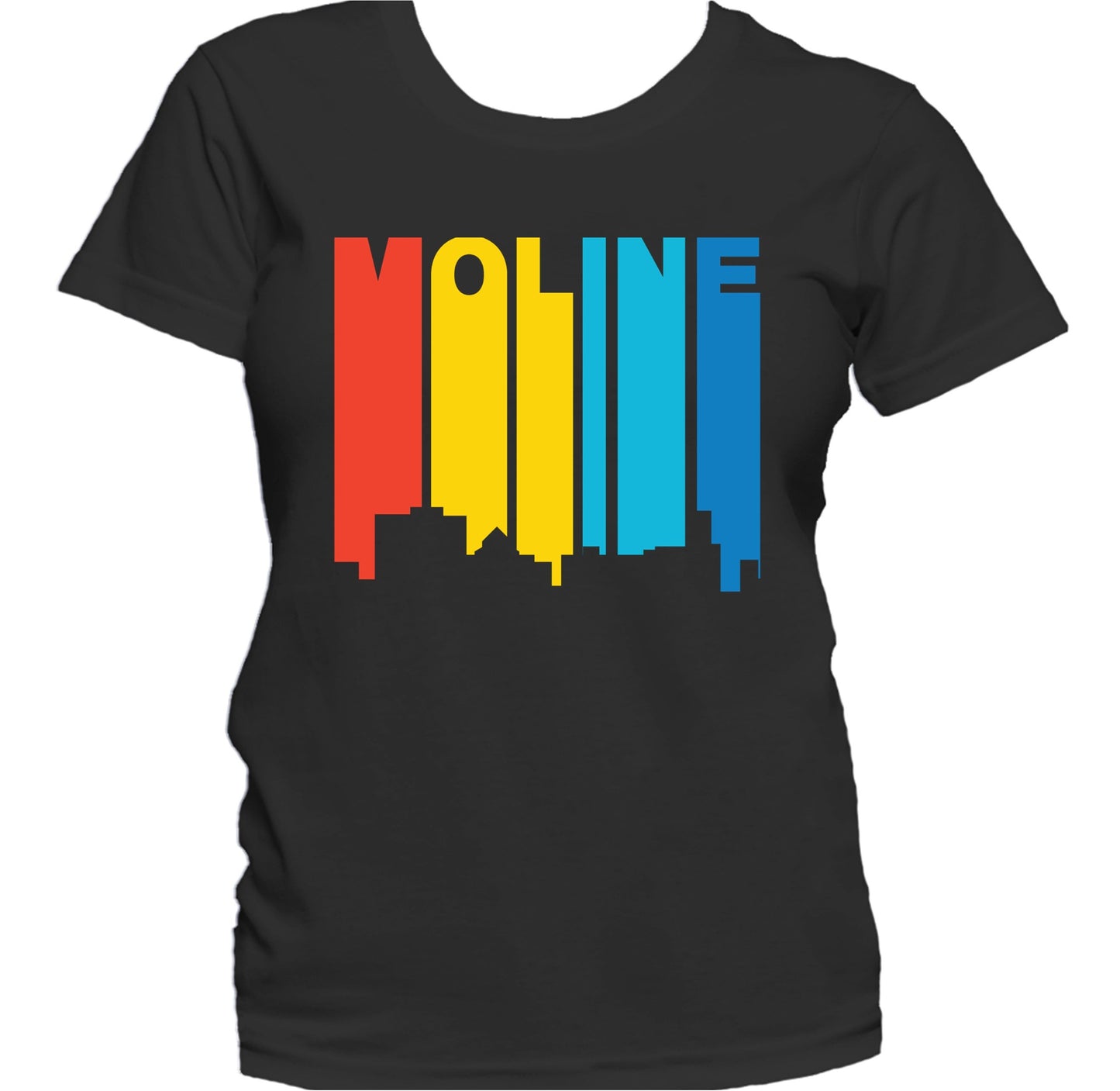 Retro 1970's Style Moline Illinois Skyline Women's T-Shirt
