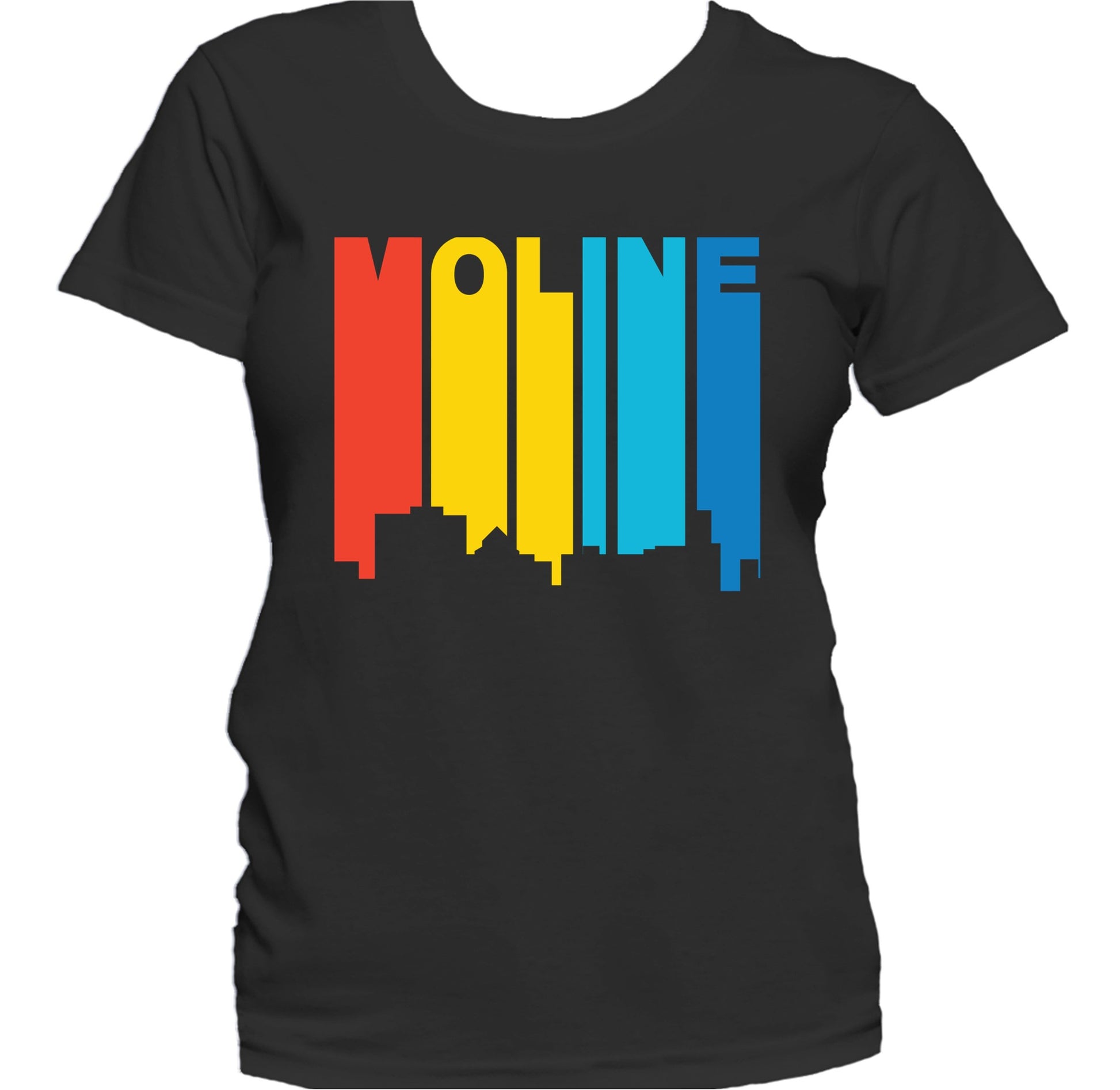 Retro 1970's Style Moline Illinois Skyline Women's T-Shirt