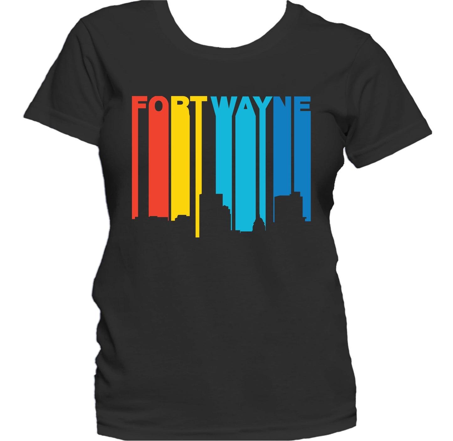 Retro 1970's Style Fort Wayne Indiana Skyline Women's T-Shirt