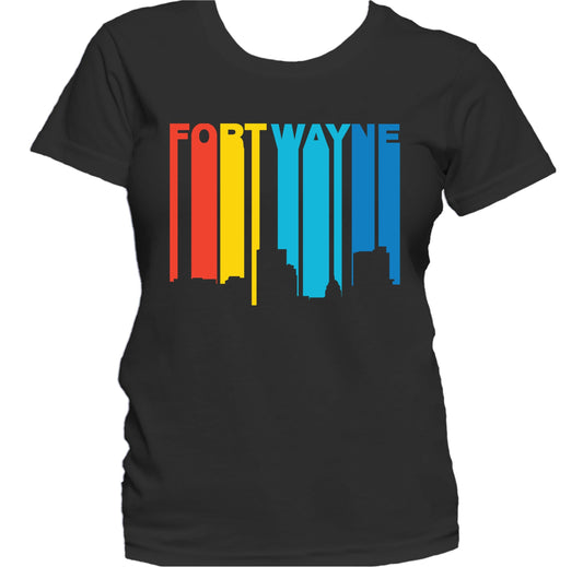 Retro 1970's Style Fort Wayne Indiana Skyline Women's T-Shirt