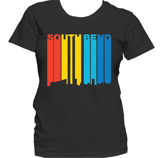 Retro 1970's Style South Bend Indiana Skyline Women's T-Shirt