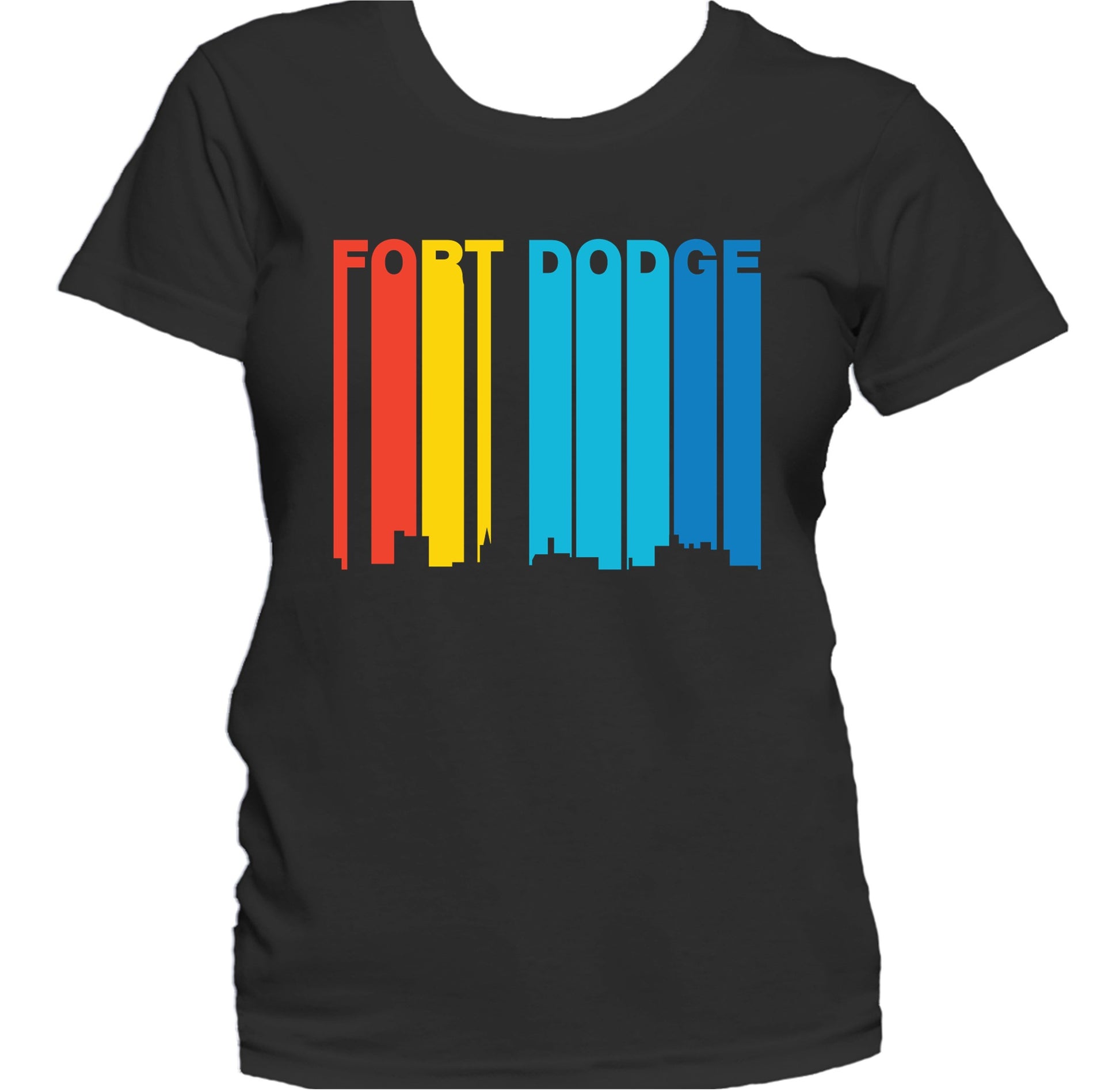 Retro 1970's Style Fort Dodge Iowa Skyline Women's T-Shirt