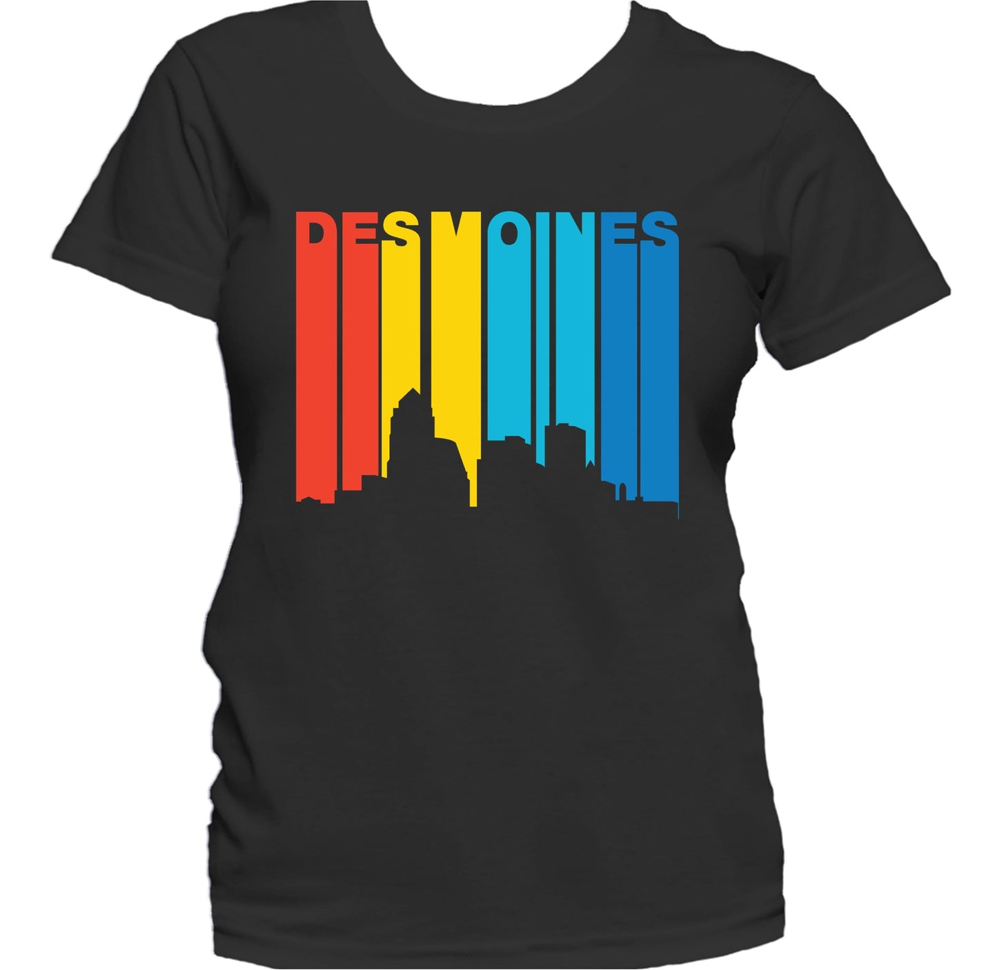 Retro 1970's Style Des Moines Iowa Skyline Women's T-Shirt