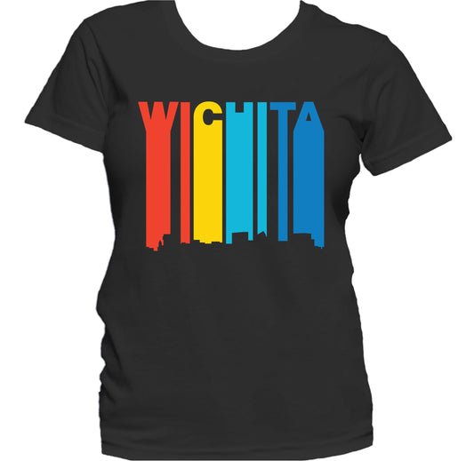 Retro 1970's Style Wichita Kansas Skyline Women's T-Shirt