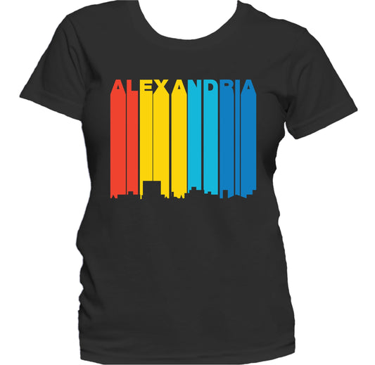 Retro 1970's Style Alexandria Louisiana Skyline Women's T-Shirt