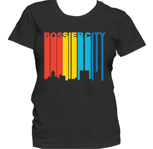 Retro 1970's Style Bossier City Louisiana Skyline Women's T-Shirt