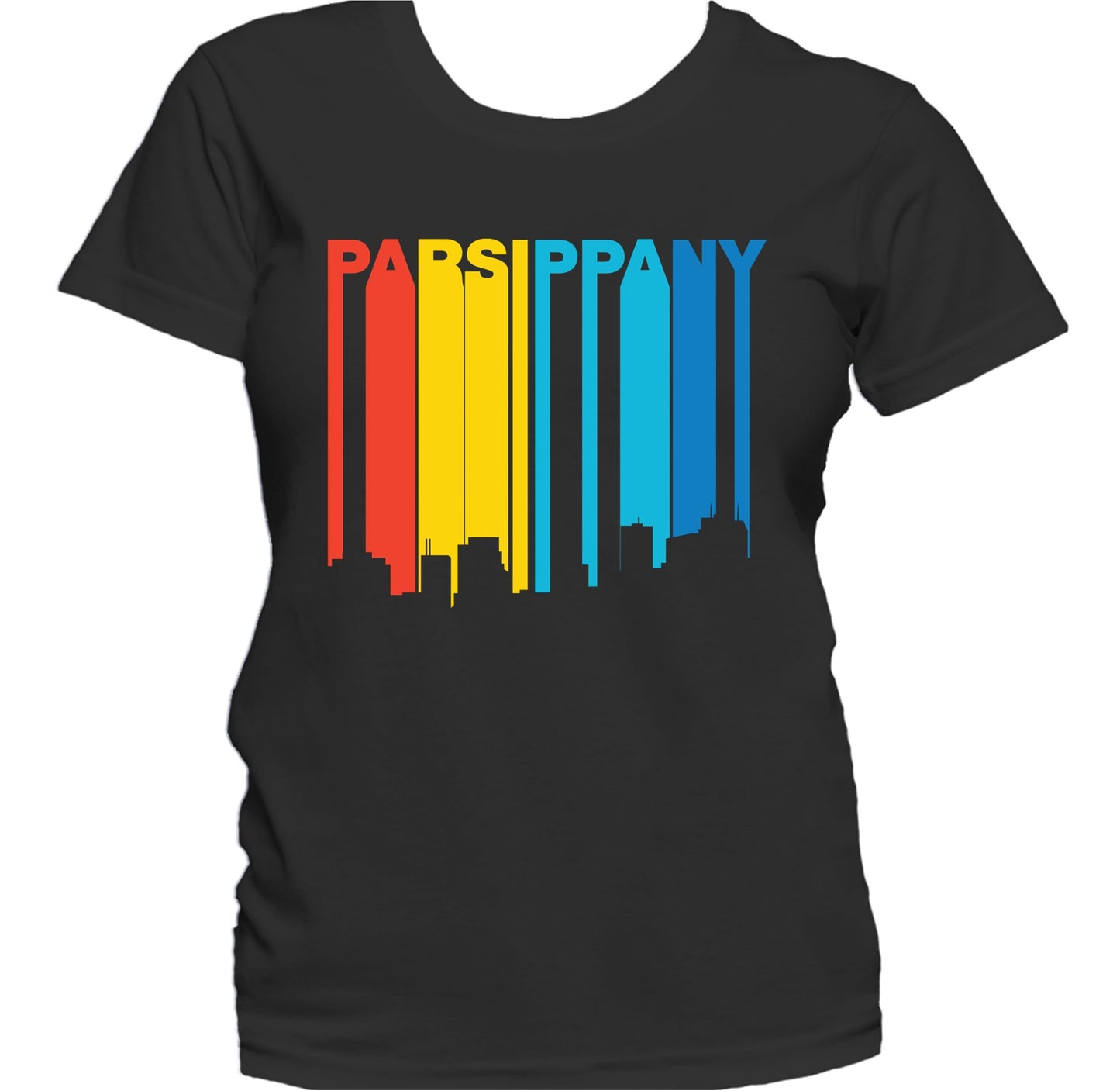 Retro 1970's Style Parsippany New Jersey Skyline Women's T-Shirt