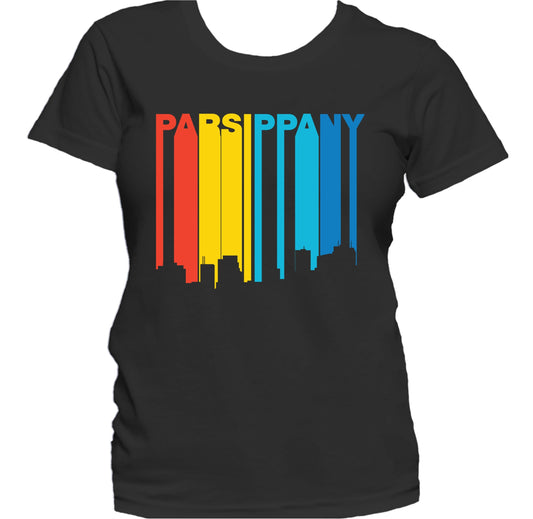 Retro 1970's Style Parsippany New Jersey Skyline Women's T-Shirt