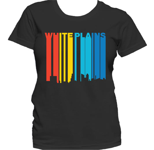 Retro 1970's Style White Plains New York Skyline Women's T-Shirt