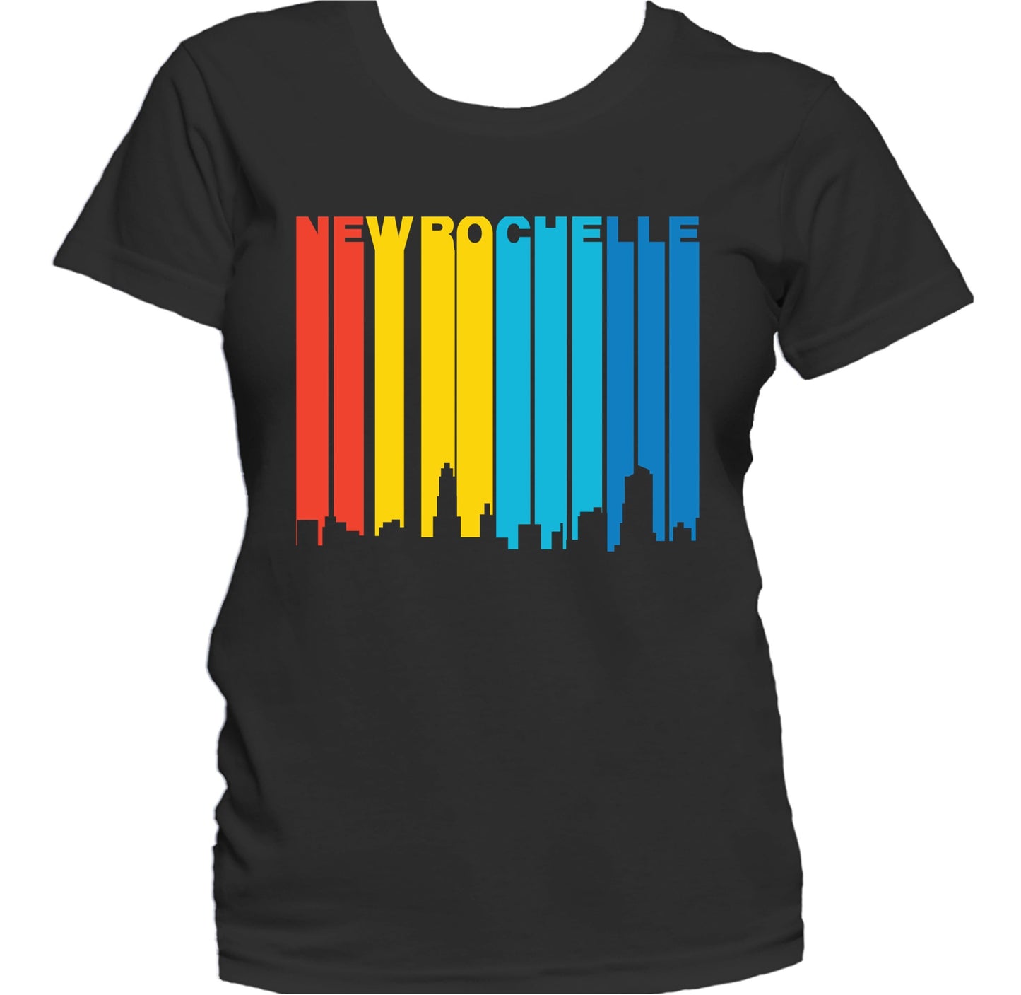 Retro 1970's Style New Rochelle New York Skyline Women's T-Shirt