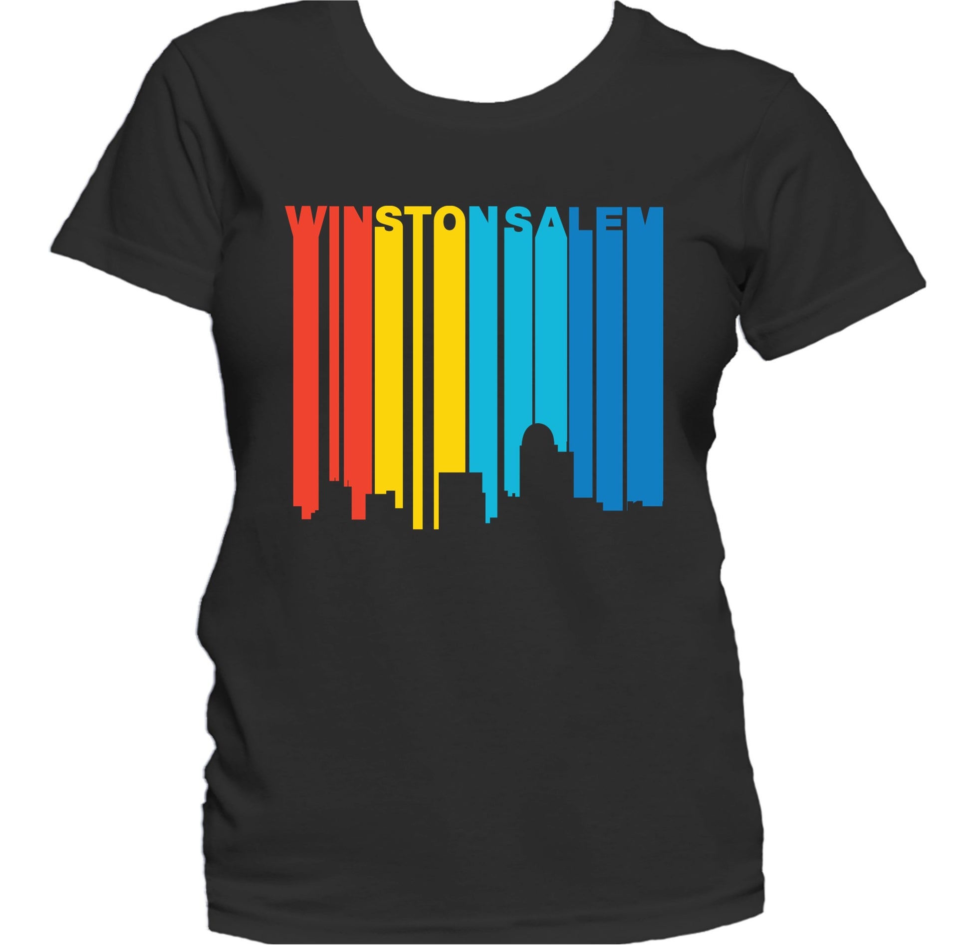 Retro 1970's Style Winston-Salem North Carolina Skyline Women's T-Shirt