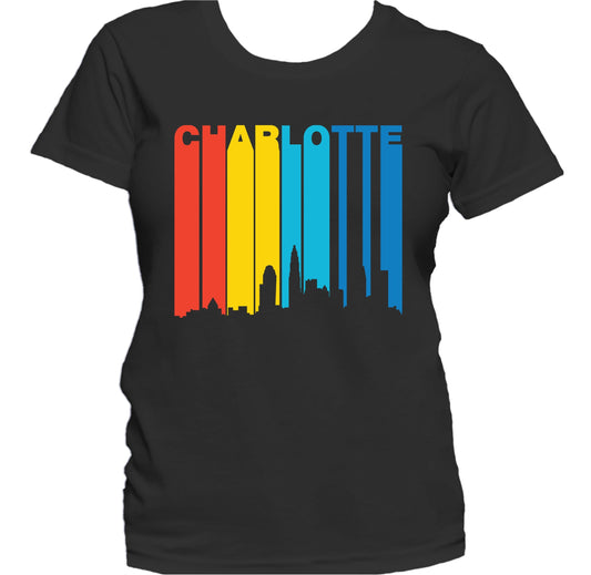 Retro 1970's Style Charlotte North Carolina Skyline Women's T-Shirt