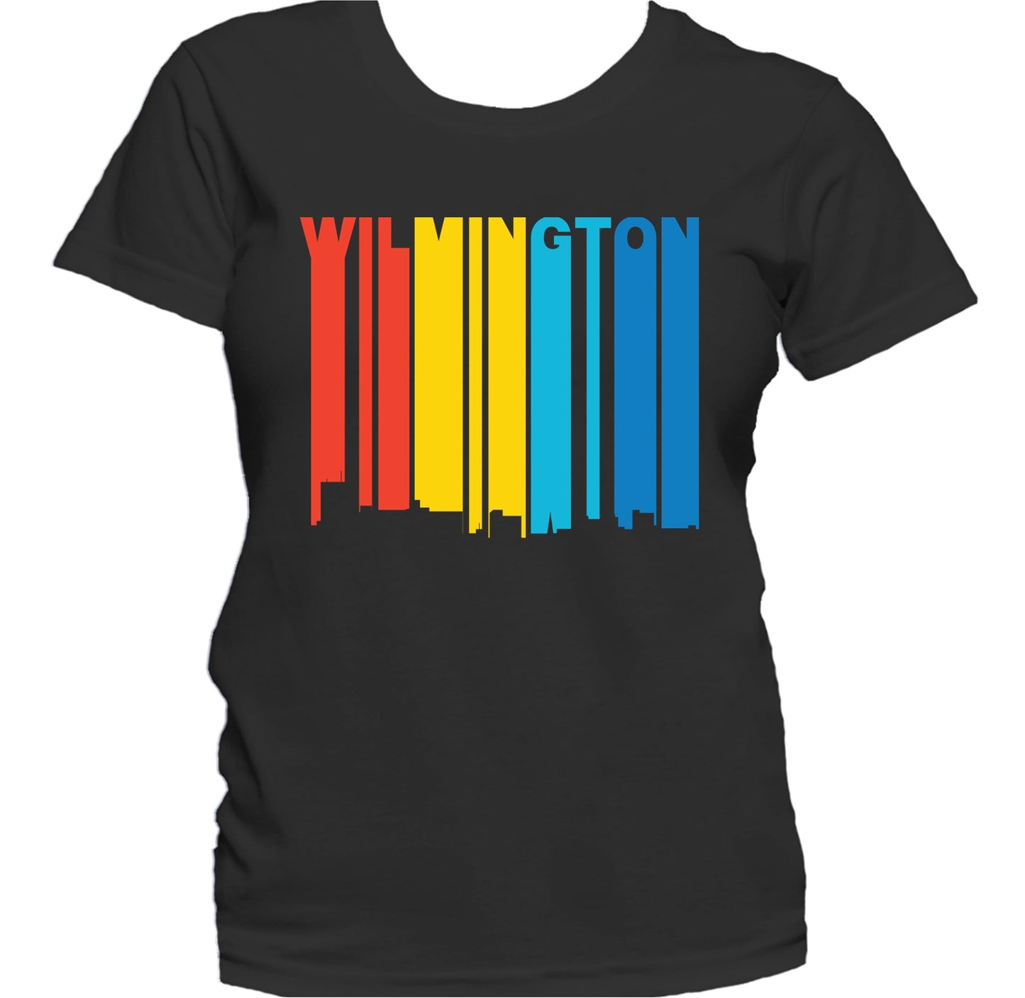 Retro 1970's Style Wilmington North Carolina Skyline Women's T-Shirt