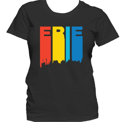 Retro 1970's Style Erie Pennsylvania Skyline Women's T-Shirt