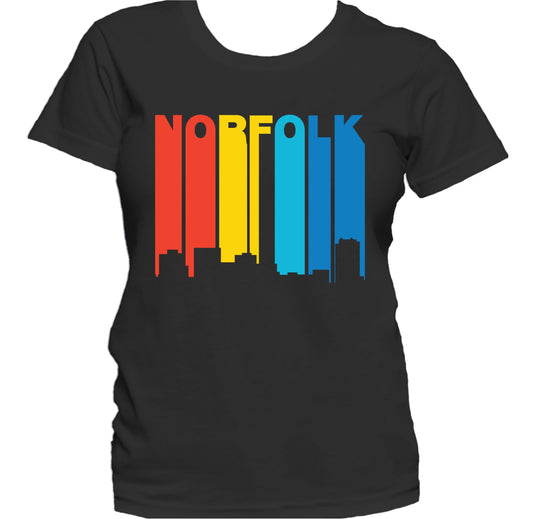 Retro 1970's Style Norfolk Virginia Skyline Women's T-Shirt