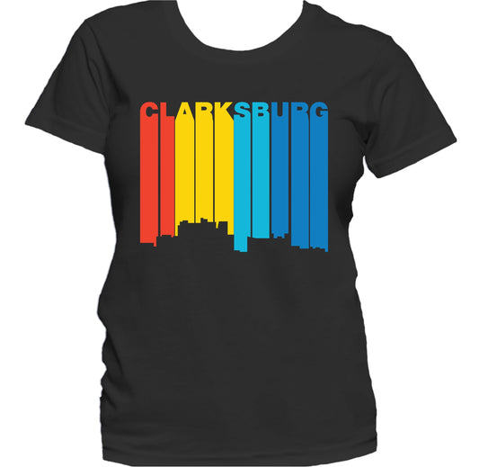 Retro 1970's Style Clarksburg West Virginia Skyline Women's T-Shirt