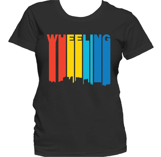 Retro 1970's Style Wheeling West Virginia Skyline Women's T-Shirt
