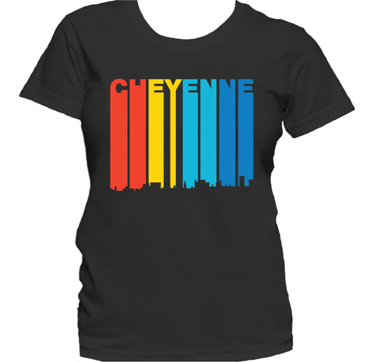 Retro 1970's Style Cheyenne Wyoming Skyline Women's T-Shirt