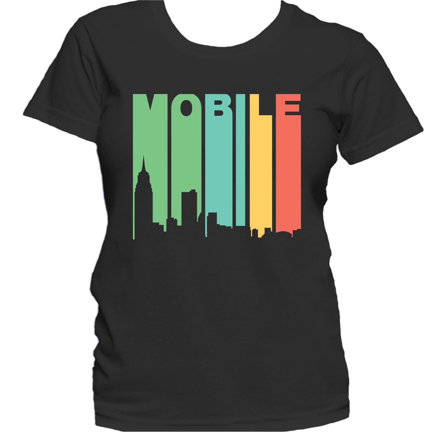 Retro 1970's Style Mobile Alabama Skyline Women's T-Shirt