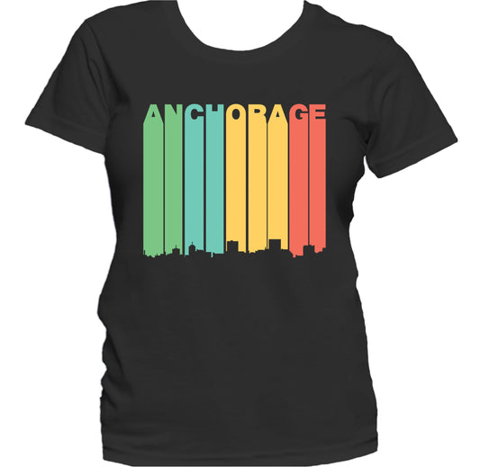Retro 1970's Style Anchorage Alaska Skyline Women's T-Shirt