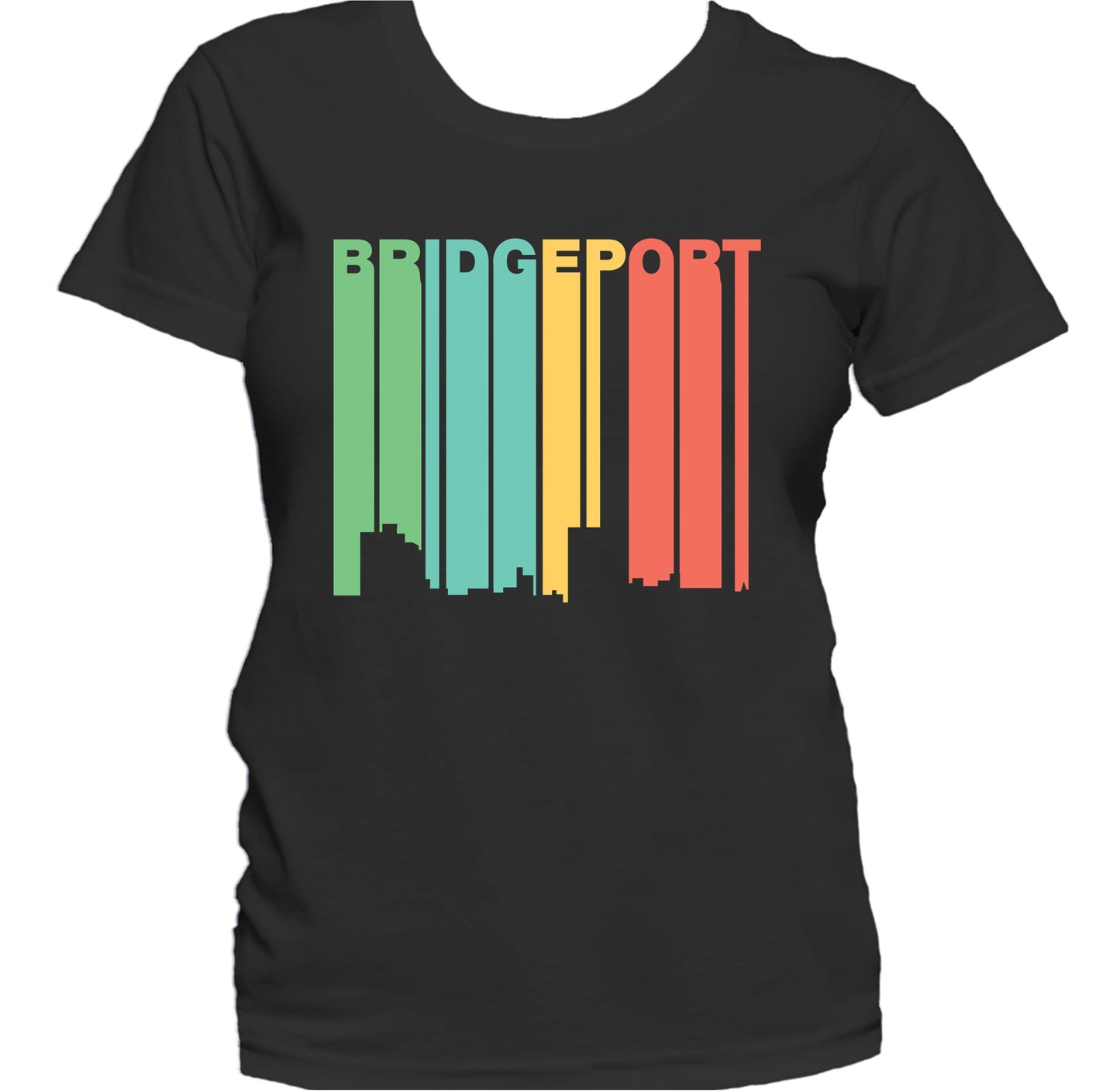 Retro 1970's Style Bridgeport Connecticut Skyline Women's T-Shirt