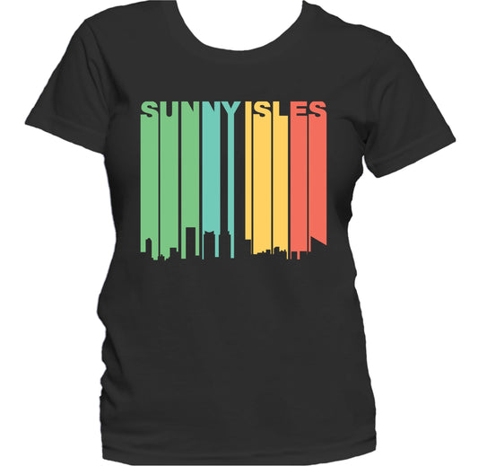 Retro 1970's Style Sunny Isles Beach Florida Skyline Women's T-Shirt
