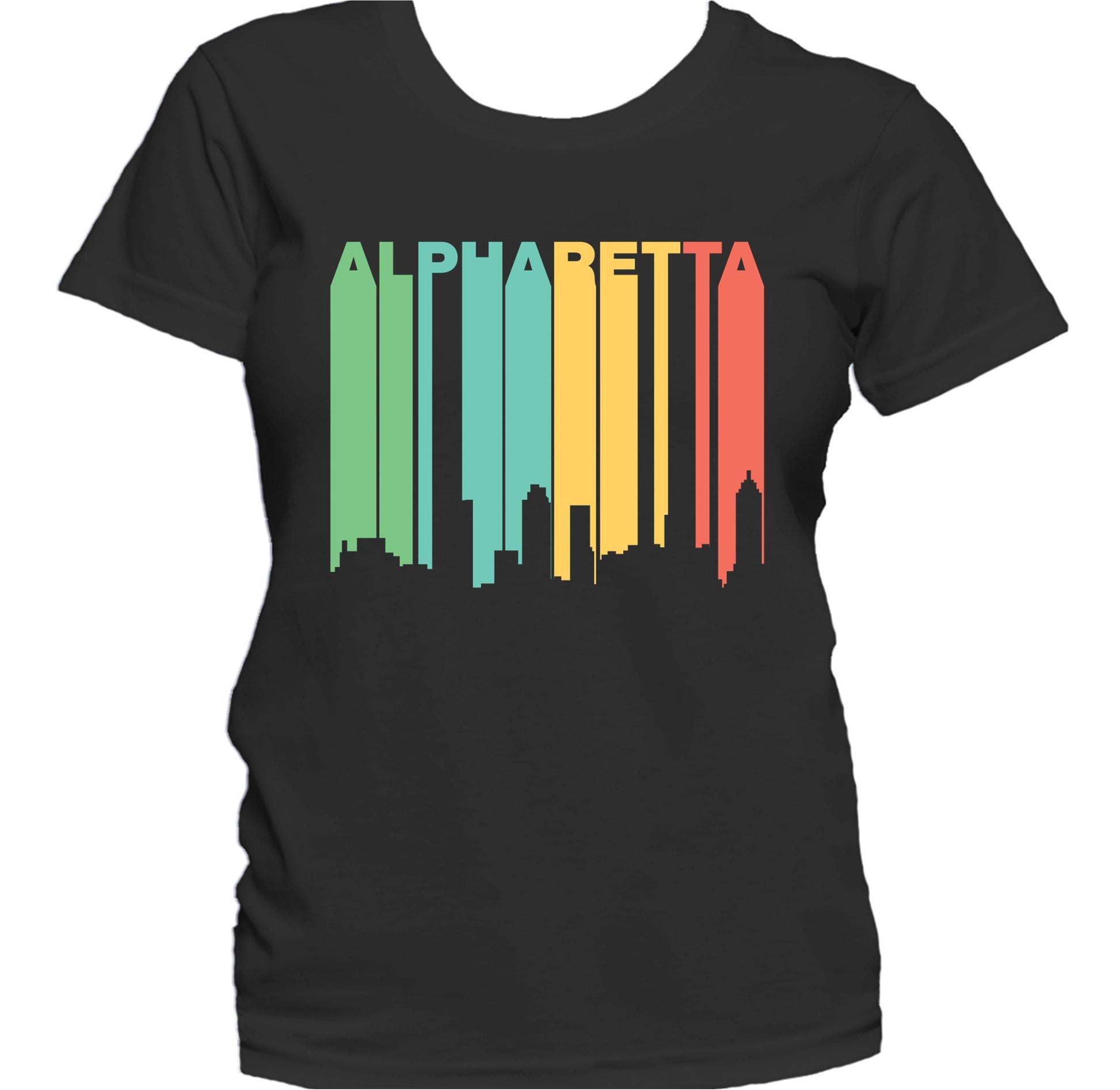 Retro 1970's Style Alpharetta Georgia Skyline Women's T-Shirt