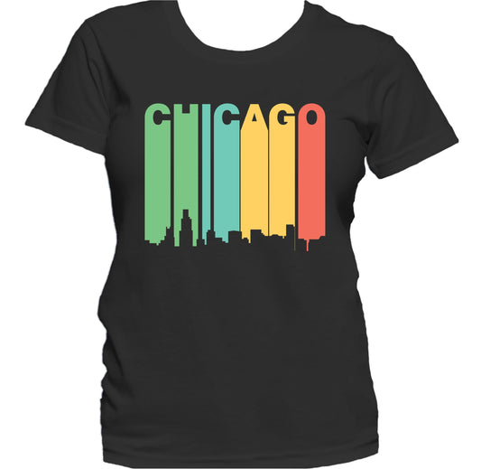 Retro 1970's Style Chicago Illinois Skyline Women's T-Shirt