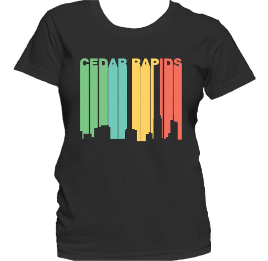 Retro 1970's Style Cedar Rapids Iowa Skyline Women's T-Shirt