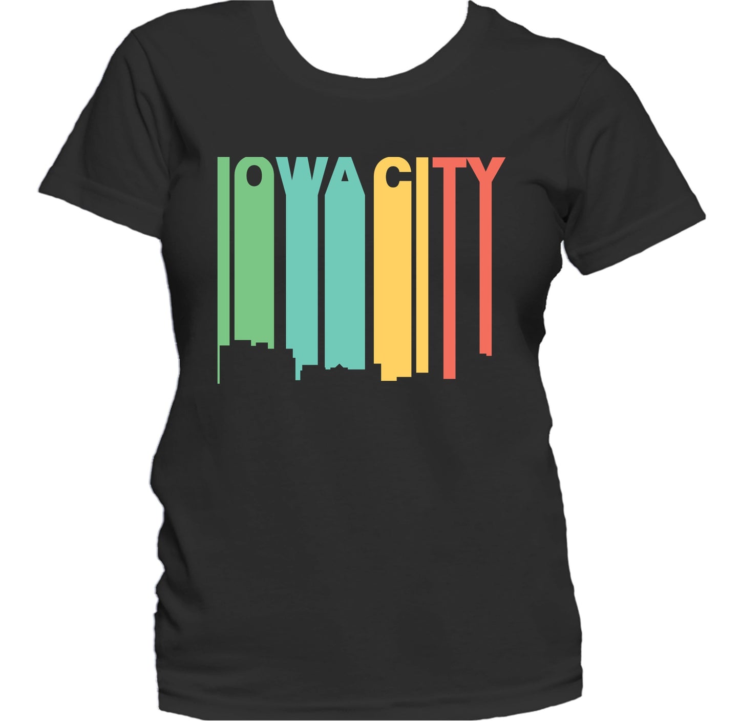 Retro 1970's Style Iowa City Iowa Skyline Women's T-Shirt