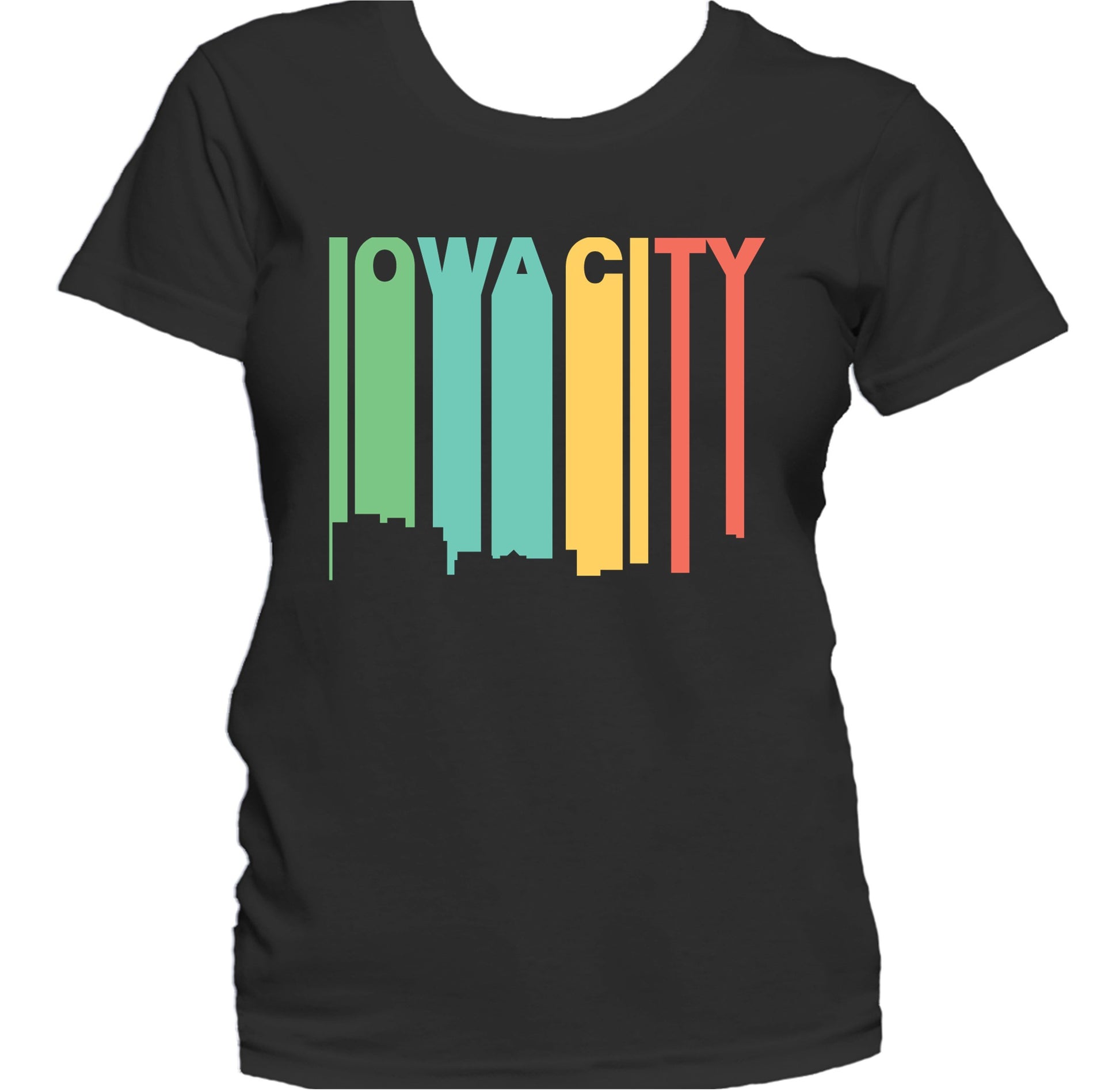 Retro 1970's Style Iowa City Iowa Skyline Women's T-Shirt