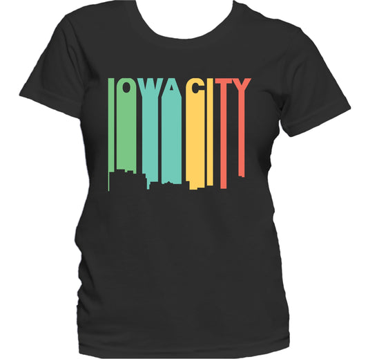 Retro 1970's Style Iowa City Iowa Skyline Women's T-Shirt